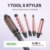 71-suLTHKsL._SL1500_.jpg Wavytalk 5 in 1 Curling Wand Set, Multi Curl, Curling Wand Set with Thermal Brush and 4 Interchangeable Ceramic Curling Wand(0.5”-1.25”), Instant Heat Up Wand Curling Iron (Rose Gold)