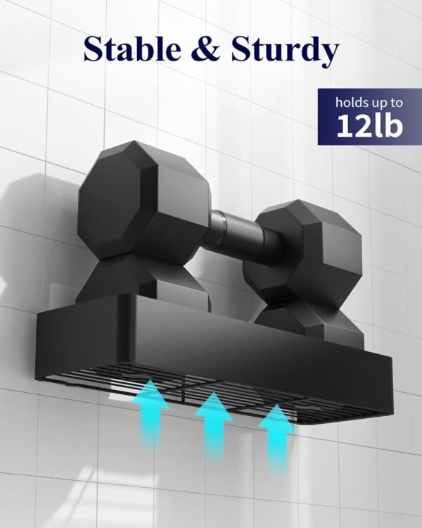 Kitsure X-Large Shower Caddy - 2 Pack Adhesive Shower Organizer, Rustproof Metal Shelves, No-Drill Bathroom Organizers and Storage, Black