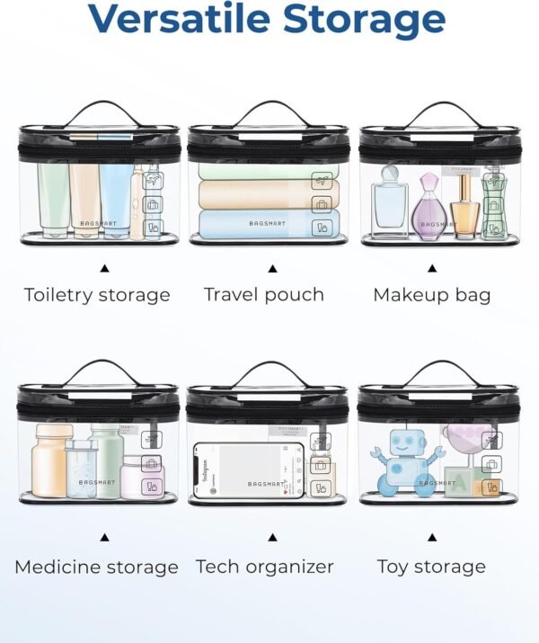 710CtgNfg7L._AC_SL1500_.jpg BAGSMART TSA Approved Toiletry Bag, 2 Pack Clear Makeup Cosmetic Bag Organizer, Quart Size Travel Bag for Toiletries, Carry-on Travel Accessories Essentials, Black-2pcs