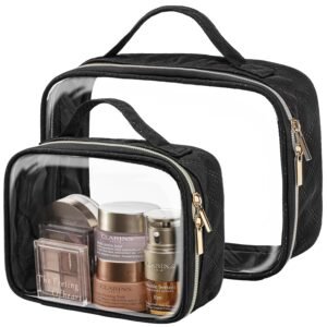 710GAQV1LpL._SL1500_.jpg PACKISM Clear Makeup Bag - TSA Approved Toiletry Bag with Handle Large Opening, Clear Toiletry Bags for Traveling Travel Essentials, Travel Bags for Toiletries, Black