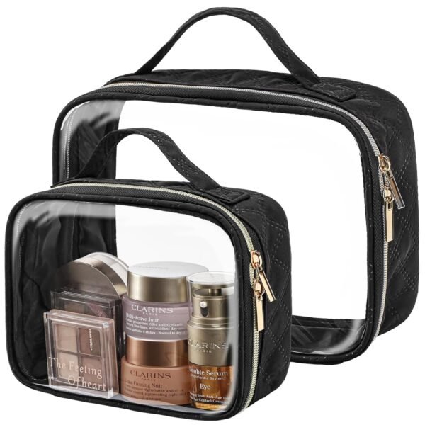 710GAQV1LpL._SL1500_.jpg PACKISM Clear Makeup Bag - TSA Approved Toiletry Bag with Handle Large Opening, Clear Toiletry Bags for Traveling Travel Essentials, Travel Bags for Toiletries, Black