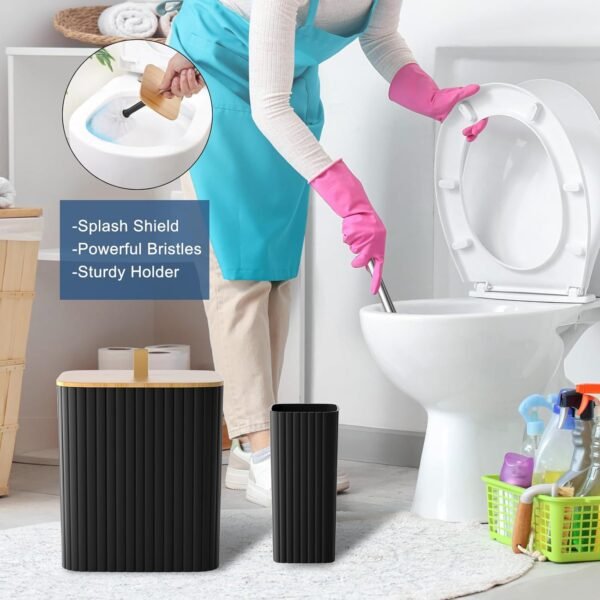 Bathroom Accessories Set - 22PCS Black Bathroom Set with Shower Curtain, Trash Can, Toilet Brush Holder Set & Soap Dispenser – Stylish & Functional Bath Decor for Home, Apartment