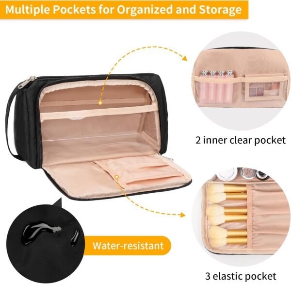 CUBETASTIC Small Makeup Bag, Makeup Pouch, Travel Cosmetic Organizer for Women and Girls (Oxford Cloth, Black)