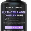 710Zazg8HyL._AC_SL1500_.jpg Vital Vitamins Multi Collagen Complex Plus - with Biotin, Hyaluronic Acid, Vitamin C - Type I, II, III, V, X - for Women & Men - Hair, Skin, Nails Beauty Complex - 150 Capsules