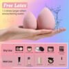 Makeup Sponge Set BS-MALL with Storage Case 7 Pcs for Liquid, Cream, and Powder, Foundation with 1 Mini Makeup Sponge Pink For Travel Daily Use (A-Pink）