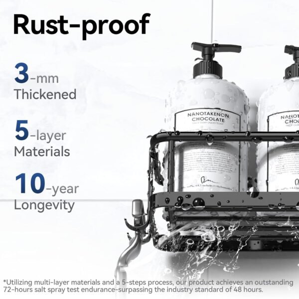 YASONIC Shower Caddy, 6 Pack Large Capacity shower Organizer with Soap Holder and 12 Hooks, Rustproof Shower Shelves for Inside Shower, No Drilling&Sleek Bathroom Organizers and Storage