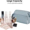 Narwey Wide-open Makeup Bag Women Make up Bag Travel Cosmetic Bag Organizer Toiletry Bag for Cosmetics Toiletries Accessories (Greyish Blue)