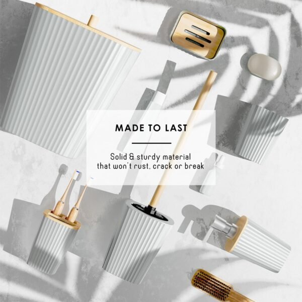 Clara Clark Bathroom Accessories Set - 22PC Bathroom Set, Bathroom Sets with Shower Curtain and Rugs, White Shower Curtain Set with Bathroom Trash Can