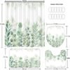 DDQQ Green Leaves Shower Curtain Sets with Non-Slip Rug, Toilet Lid Cover and Bath Mat, Plant Leaves Shower Curtain Sets with 12 Hooks, Shower Curtain for Bathroom Set Decor