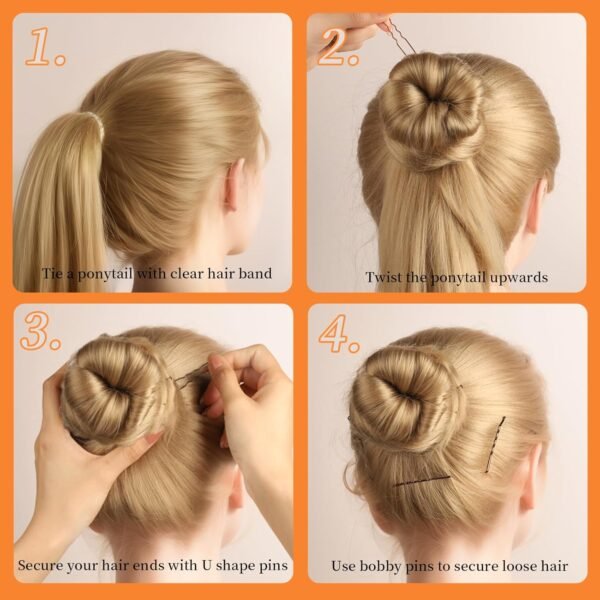 711kbC-yAL._SL1500_.jpg Teenitor 300pcs Bobby Pins Hair Pins Kit - 100 Brown, 100 U Shape, 100 Hair Bands - 2inch, 2.36inch, 2.75inch Pins for Women's Buns
