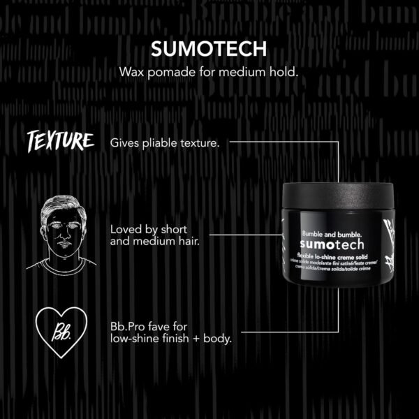 Bumble and bumble. Sumotech Flexible Hold Cream Solid | Pliable Texture, Flexible Hold + Lo-shine Finish | Wavy, Straight, 1.5 Ounce