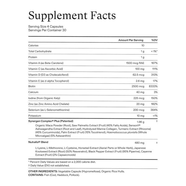 Nutrafol Women's Balance Hair Growth Supplements, Ages 45 and Up, Clinically Proven for Visibly Thicker Hair and Scalp Coverage, Dairy-Free, Soy-Free, Dermatologist Recommended - 1 Month Supply