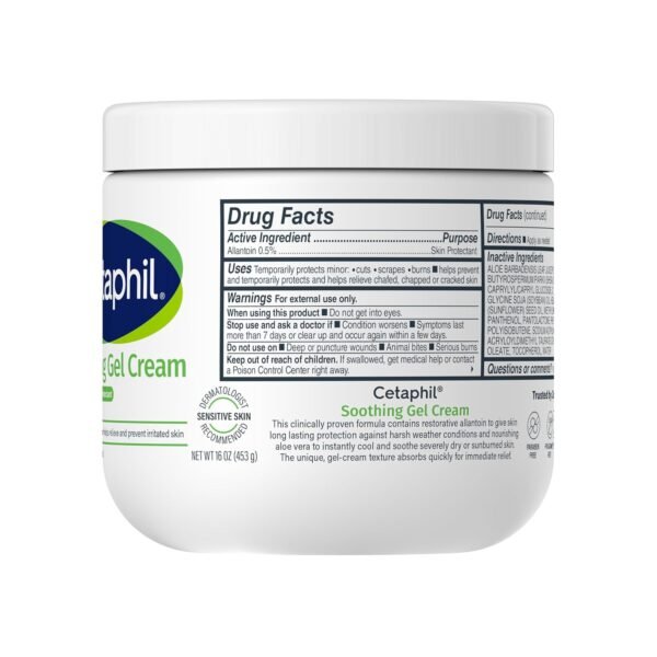 711Mb6EC1bL._SL1500_.jpg Cetaphil Soothing Gel-Cream with Aloe Instantly Soothes and Hydrates Sensitive Skin, Fragrance and Paraben Free, 16 oz