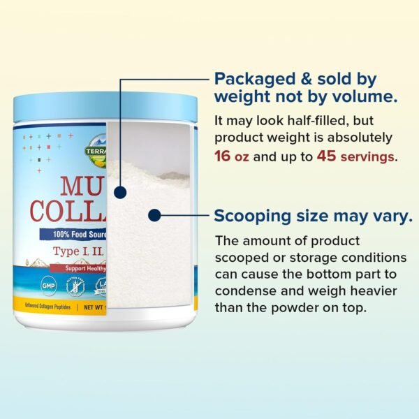 711P77hOuZL._AC_SL1500_.jpg Terranics Multi Collagen Peptides Powder, Type I II III V X Hydrolyzed Collagen for Women+Men, Collagen Supplements for Skin Nail Hair, Fast Dissolve, Unflavored Colageno, No Sugar, Keto, 16oz