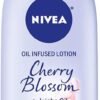 NIVEA Oil Infused Cherry Blossom and Jojoba Oil Body Lotion for Women, Fast-Absorbing and Non-Greasy Cherry Blossom Scented Lotion Moisturizes for 48 Hours, 16.9 Fl Oz Pump Bottle