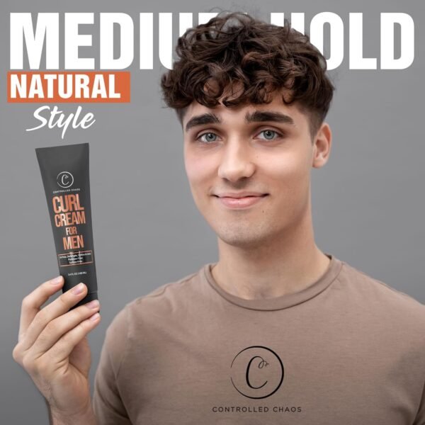 711x-rOHMGL._SL1500_.jpg Controlled Chaos Curl Cream for Men - Hair Styling Cream For Wavy and Curly Hair With Shea Butter, Jojoba Oil, Coconut Oil, Add Smoothness, Anti-frizz, Sulfate-Free Curl Cream (3.4oz)