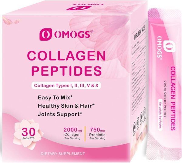 Collagen Peptides Powder, with Prebiotics & Cranberry Extract -Hydrolyzed Collagen Peptides Support Hair, Skin, Nail, Bone & Digestive Health, Grass Fed, Non-GMO, for Women & Men