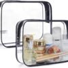 712DUztCJhL._AC_SL1500_.jpg BAGSMART Clear Toiletry Bag, 2 Packs TSA Approved Water resistant Quart Size Travel Organizer, Airport Airline Travel Essential Carry On Makeup Cosmetic Bags for Women, Black