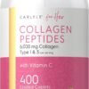 Carlyle Collagen Peptides 6000mg | 400 Caplets | with Vitamin C | Type 1 and 3 | Non-GMO, Gluten Free, Grass Fed Supplement
