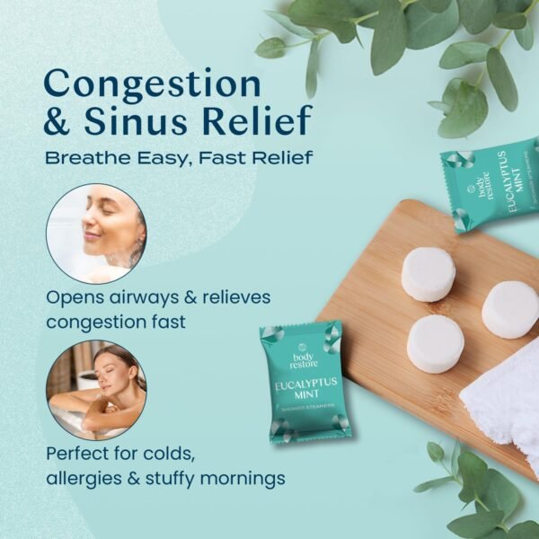Body Restore Shower Steamers Aromatherapy 15 Pack - Birthday Gifts for Women, Men, Travel Essentials, Stress Relief, Relaxation, Self Care - Eucalyptus