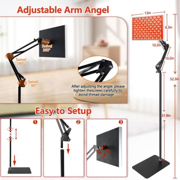 Red Light Therapy for Body Face, Infrared Light Therapy with Stand, Red Lights Therapy Lamp Panel, LED 660nm 850nm Near Infrared Redlight Therapy Device for Full Body Skin Home