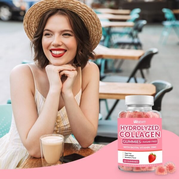 713PtpaiQZL._AC_SL1150_.jpg Sugar Free Collagen Gummies for Women, Collagen Protein Type I,II,III,V,X with Biotin Vitamin C D B12, Hydrolyzed Collagen Peptides Gummies for Immune Digestion Skin Hair Nails Energy Bone