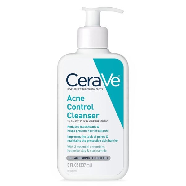 713XbsnceQL._SL1500_.jpg CeraVe Acne Treatment Face Wash, Salicylic Acid Cleanser with Purifying Clay, Niacinamide, and Ceramides, Pore Control and Blackhead Remover, 8 Ounce