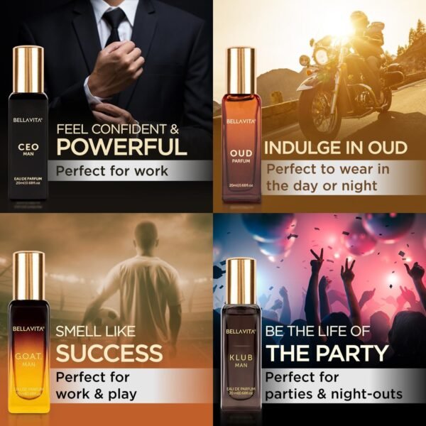 713Z5D7X49L._SL1500_.jpg BellaVita Luxury Perfume Gift Set for Men (4 x 20ml) – Perfect Father’s Day Gifts for Dad & Husband | Includes KLUB, OUD, CEO & GOAT | Premium Masculine Woody, Citrusy & Aromatic Fragrances