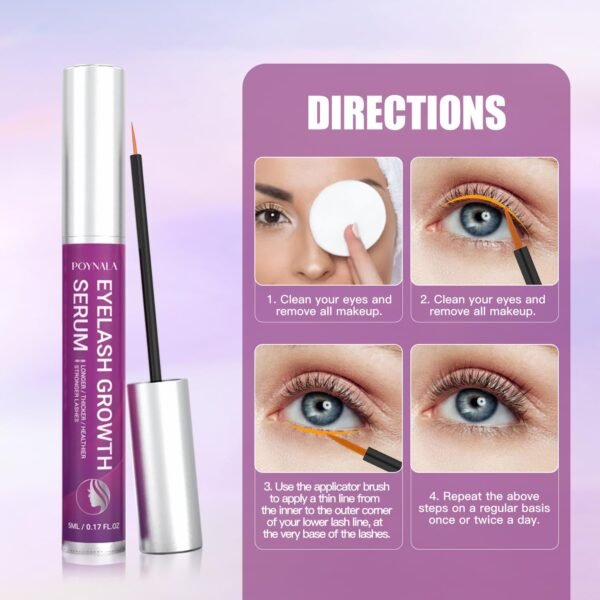 Premium Eyelash Growth Serum - Lash Enhancing Serum with Advanced Formula to Boost Longer Fuller and Thicker Looking Lashes - Vegan & Cruelty - Free Treatment 5mL 0.17 Fl Oz