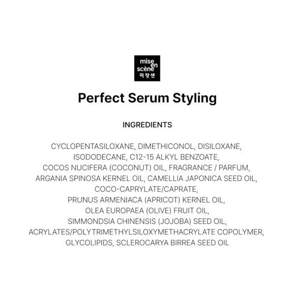 Mise En Scene Perfect Styling Serum for Heat Damage Protection - Hair Serum for holding Bounce, Hair Essence for Long Lasting Curl, Powdery Scent, with Argan Oils, 2.70 fl. Oz