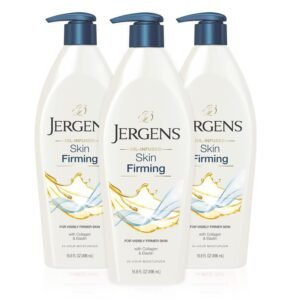 Jergens Skin Firming Body Lotion for Dry to Extra Dry Skin, Skin Tightening Cream with Collagen and Elastin, Dermatologist Tested, Hydralucence Blend Formula, 16.8 Oz, Pack of 3