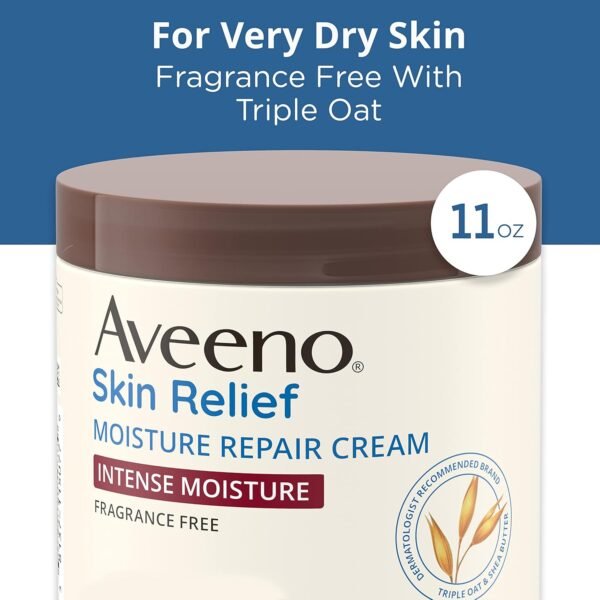 713juj3xdPL._SL1500_.jpg Aveeno Skin Relief Intense Moisture Repair Body Cream with Triple Oat & Shea Butter Formula, Helps Relieve & Restore Extra-Dry Skin with Long-Lasting Moisture, Fragrance-Free, 11 oz