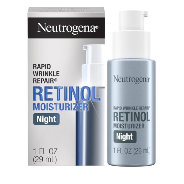 Neutrogena Retinol Face Moisturizer Cream, Rapid Wrinkle Repair, Anti-Wrinkle Night Moisturizer, Anti-Wrinkle Face & Neck Cream Moisturizer with Hyaluronic Acid & Retinol, Paraben-Free, 1 fl. oz
