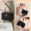 714IbghdYCL._AC_SL1500_.jpg MAANGE Makeup Bag - Large Cosmetic Bag with 2pcs Small Makeup Bags Portable Leather Travel Makeup Bag Set Toiletry Bag Make Up Bags for Women and Girls (Black)