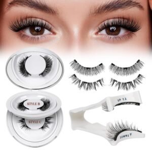 714MeXunjnL._SL1500_.jpg QUEWEL Magnetic Eyelashes 2 Pair Reusable Magnetic Eyelashes with Applicator No Glue Needed Eyelashes Cat Eye Natural Look Lash Clusters Kit Easy to Wear and Remove(A05)