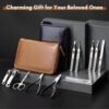 FAMILIFE Manicure Set, Professional Manicure Kit Nail Clippers Set 11 in 1 Stainless Steel Pedicure Tools Nail Kit Men Grooming Tool with Portable Brown Leather Travel Case Luxury Gifts for Him