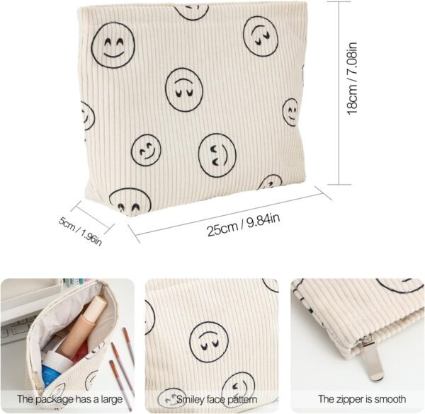 Cosmetic bag Makeup bag Preppy Cute Corduroy Toiletry bag for women travel essentials (Full beige)