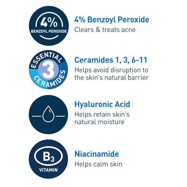 714ul4Q4hBL._SL1500_.jpg CeraVe Acne Foaming Cream Cleanser, 4% Benzoyl Peroxide Face Wash With Hyaluronic Acid, Niacinamide & Ceramides, Gentle Daily Acne Treatment For Face