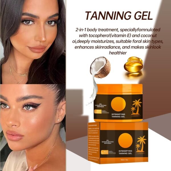 Intensive Tanning Gel, Natural Tanning Accelerator Cream Gel, Hydrating Natural Ingredients for Long Lasting Dark Tan(150g/5.29oz)