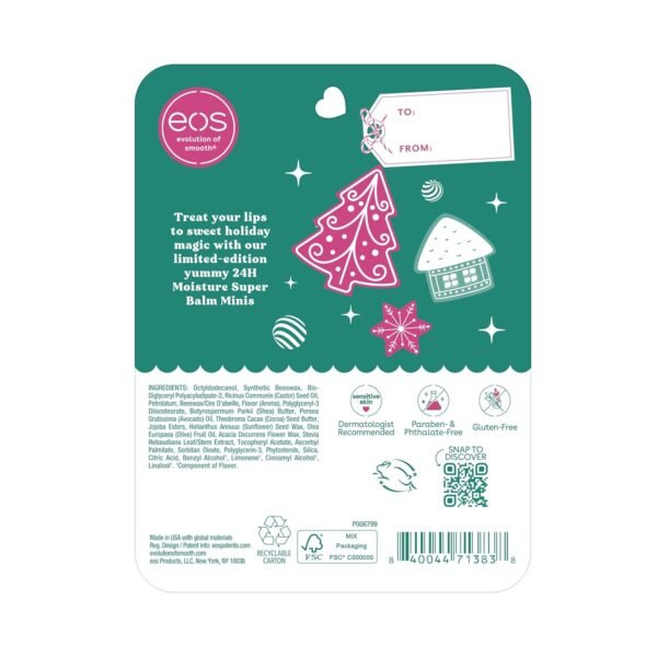 7159FhtzPL._SL1500_.jpg eos Holiday 24H Moisture Mini Super Balm Set- Speculoos Cookie Butter, Iced Gingerbread, Vanilla Cake Batter, Limited-Edition Lip Care, Stocking Stuffers, 0.20 fl oz, 3-Pack