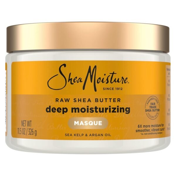 SheaMoisture Raw Shea Butter Deep Moisturizing Hair Masque, 11.5 fl oz - Deep Conditioner for Curly Hair to Moisturize and Renew, Sustainable, Organic, Cruelty-Free