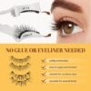 QUEWEL Magnetic Eyelashes 2 Pair Reusable Magnetic Eyelashes with Applicator No Glue Needed Eyelashes Cat Eye Natural Look Lash Clusters Kit Easy to Wear and Remove(A05)