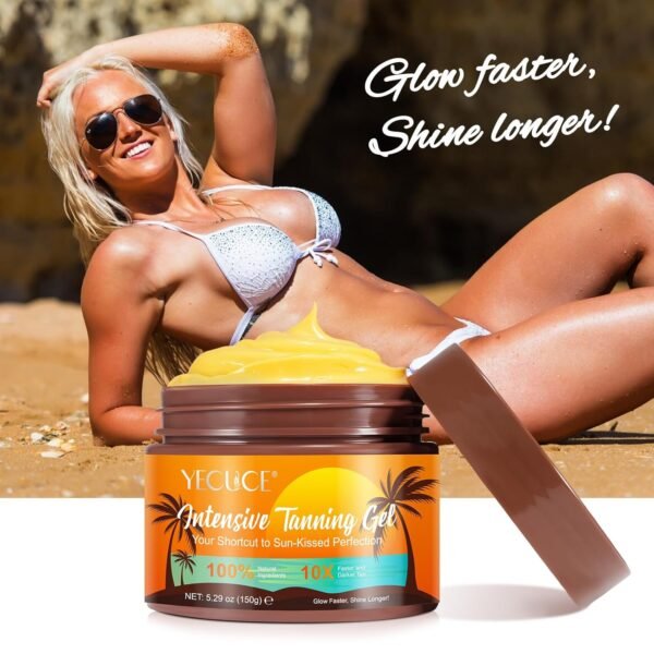 Fast-Acting Self-Tanning Cream 150ml,Natural Looking Tan Accelerator with Carrot & Olive Oils - Hydrating Bronzing Gel for All Skin Types, Quick-Dry & Non-Streak Formula for Sun-Kissed Glow