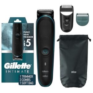 715JXMC1S5L._SL1500_.jpg Gillette Intimate Men’s Manscape Pubic Hair Trimmer, SkinFirst Ball Trimmer For Men, Waterproof, Cordless For Wet/Dry Use, Electric Shaver For Men, Lifetime Sharp Blades, Manscaping Body Groomer