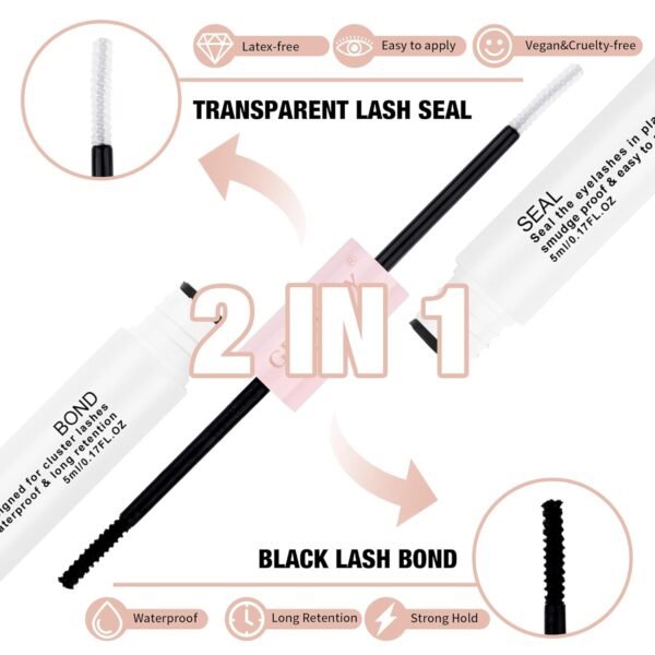 GEMERRY Lash Bond and Seal Waterproof Lash Cluster Glue for Eyelash Clusters - Long Retention 48-72 Hours - DIY Lash Extensions at Home