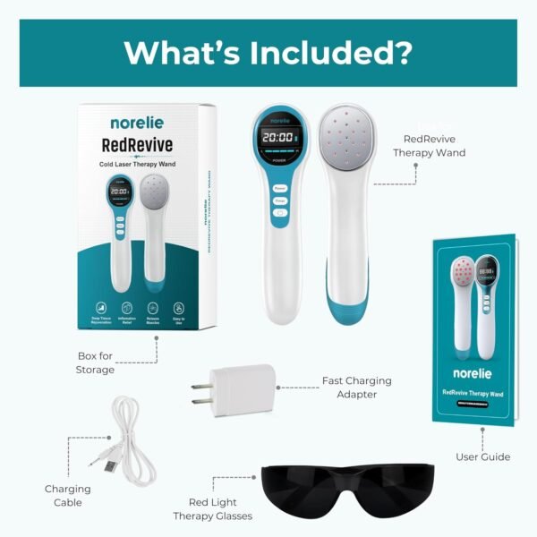 715Z26YchaL._AC_SL1500_.jpg Norelie RedRevive Cold Laser Therapy Device - Portable Infrared and Red Light Therapy Wand for Relief of Joints, Muscle and Body Pain, Dual Wavelength Technology with 4 Intensity Levels