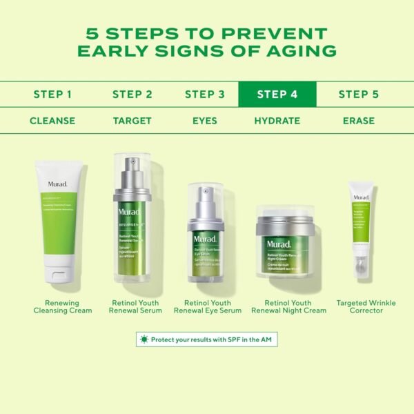 Murad Retinol Youth Renewal Night Cream - Anti-Aging Moisturizer with Retinol Tri-Active Technology and Niacinamide Gently Fights Wrinkles and Fine Lines, Boosts Radiance and Firms Skin - 1.7 Fl Oz