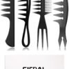 715iE6tkMpL._SL1500_.jpg Sieral 4 Pcs Hair Comb Styling Set Double Side Tail Combs with Pick Barber Wide Tooth Tool for Men Women Beard Hairstylist Tools African American Accessories, Black, 4 Styles
