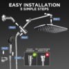 Veken Wide Rain Shower Head with 6 Modes Handheld Water Spray,High Pressure Showerhead Combo with Arm for Bathroom Accessories,Home Decor Detachable Dual Shower with Anti-Clog Nozzles,Silver Chrome