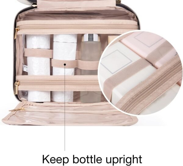 BAGSMART Toiletry Bag Travel Bag with Hanging Hook, Water-resistant Makeup Cosmetic Bag Travel Organizer for Accessories, Shampoo, Full-size Container, Toiletries